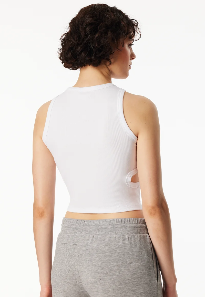 Crop Top Doppelripp mit Cut-Outs Weiss - SCHIESSER 150 Years