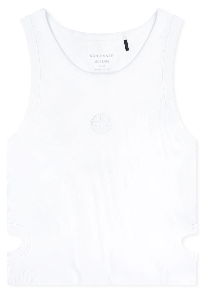 Crop Top Doppelripp mit Cut-Outs Weiss - SCHIESSER 150 Years