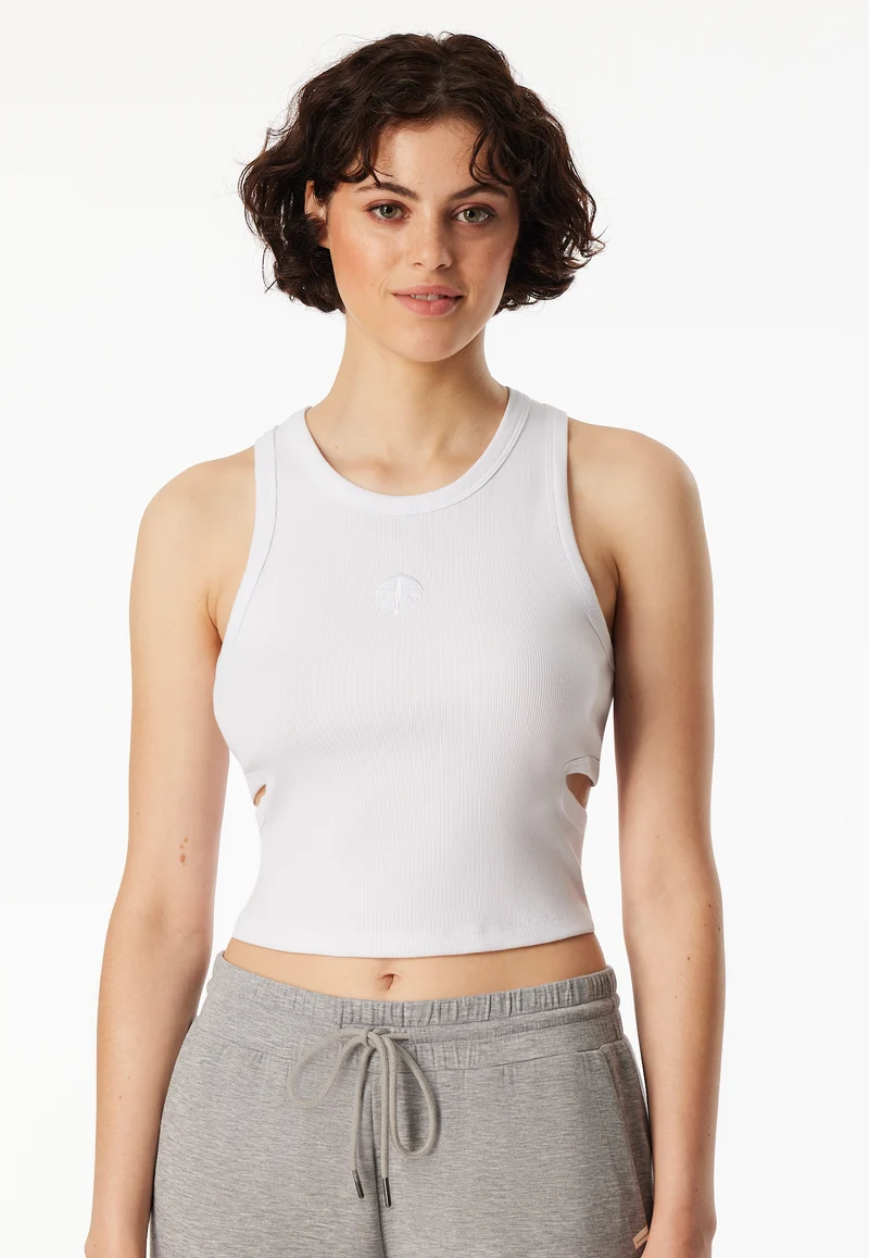 Crop Top Doppelripp mit Cut-Outs Weiss - SCHIESSER 150 Years