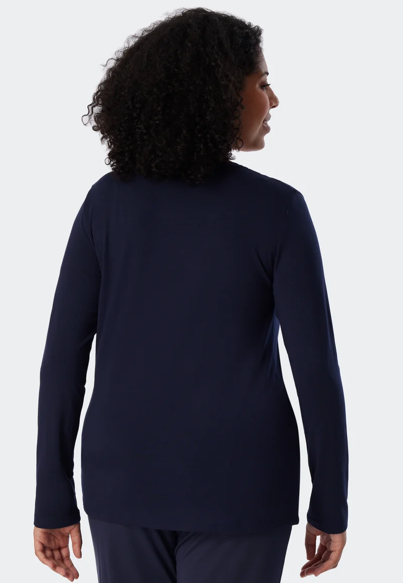 Shirt V-Ausschnitt Dunkelblau - Mix+Relax