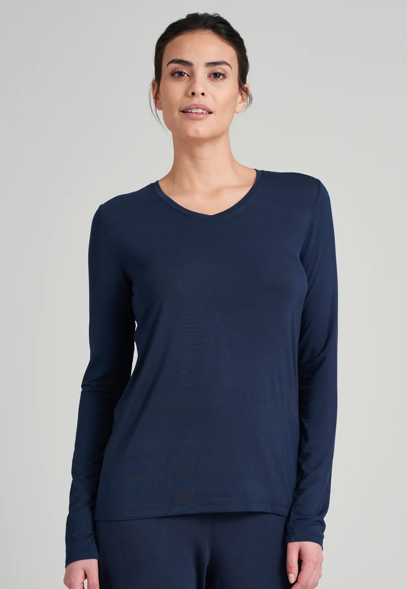 Shirt V-Ausschnitt Dunkelblau - Mix+Relax