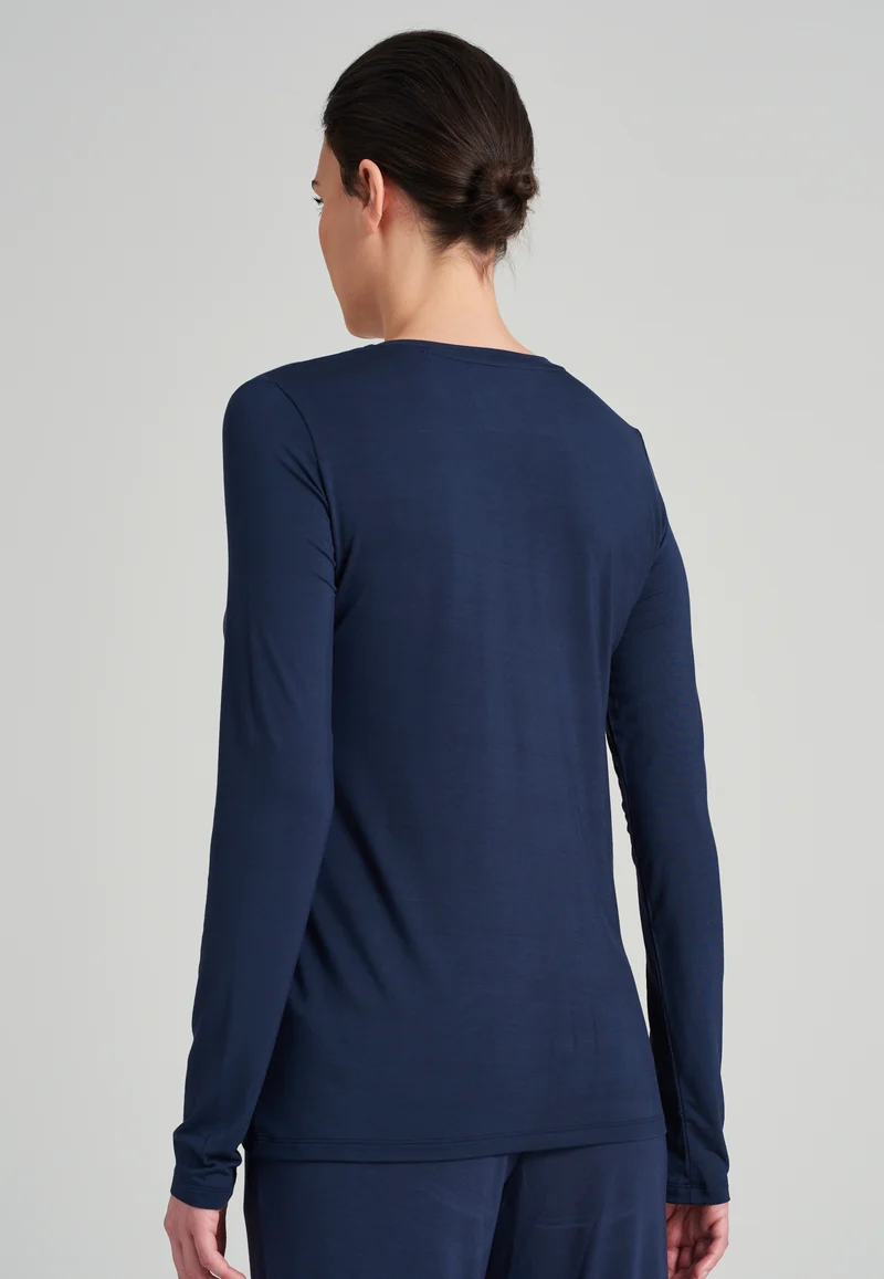 Shirt V-Ausschnitt Dunkelblau - Mix+Relax