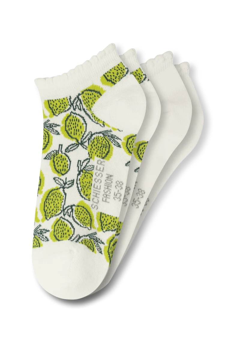 Sneakersocken Damen 2er-Pack Weiss/Grün - Fashion