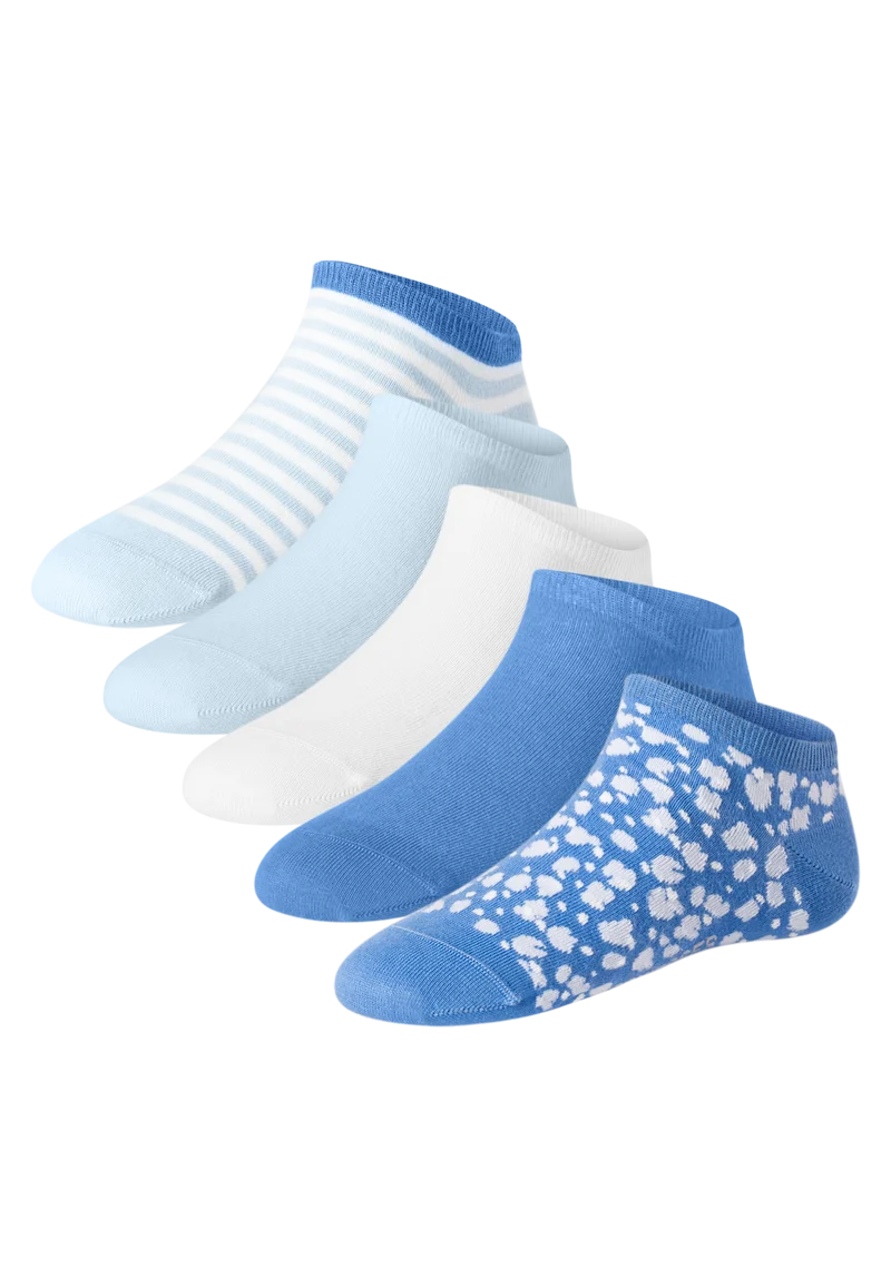 Sneakersocken Damen 5er-Pack Blau/Weiss - Fashion
