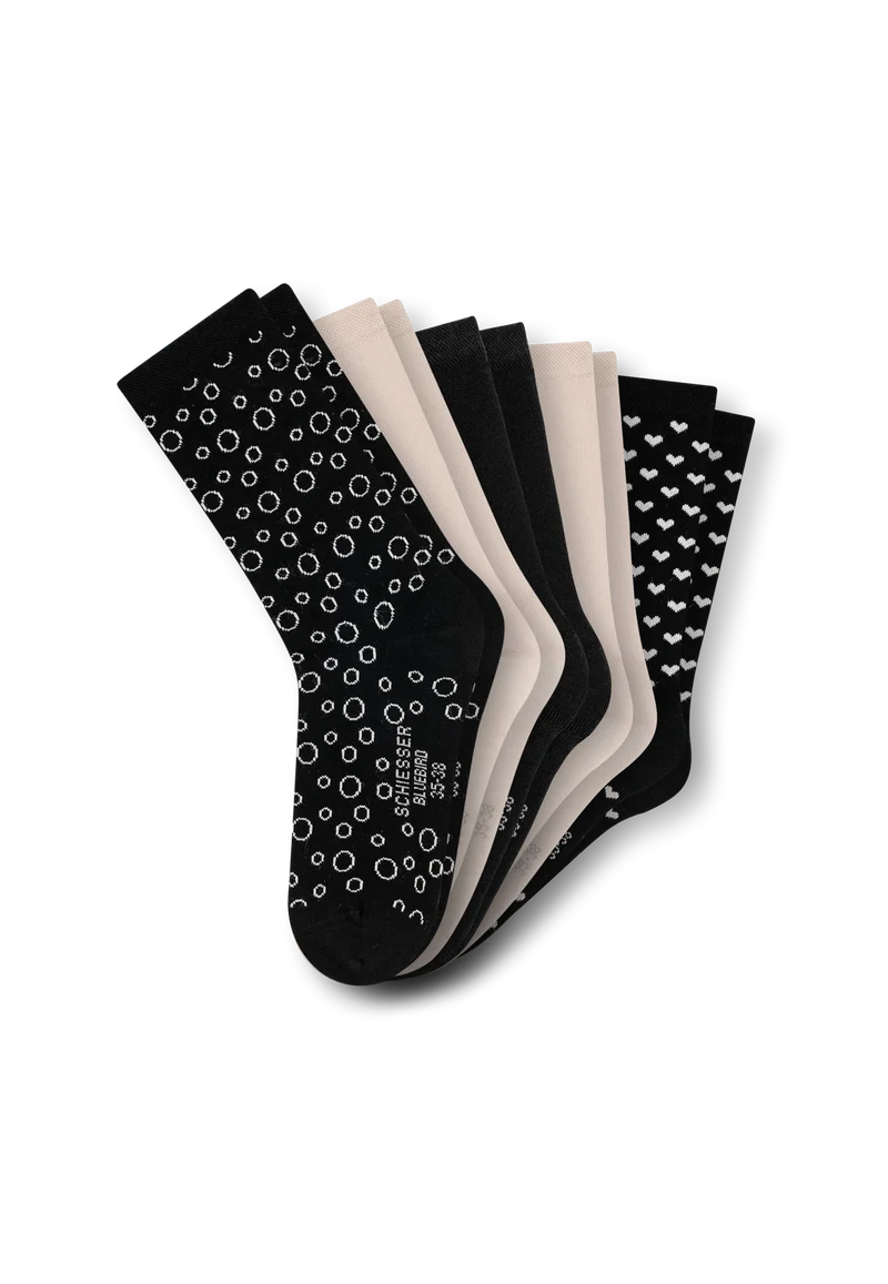 Socken Damen 5er-Pack Schwarz/Beige - Bluebird