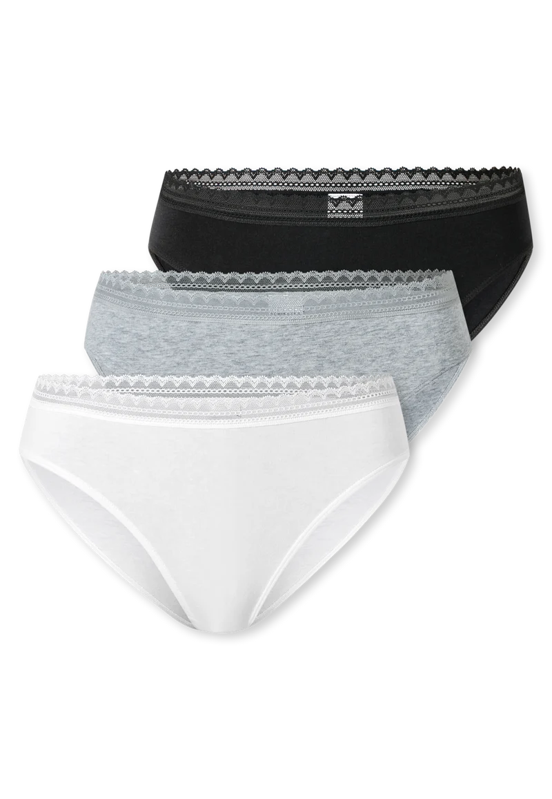 Slip mit Spitze 3er-Pack Weiss/Grau/Schwarz - Modern Multipacks