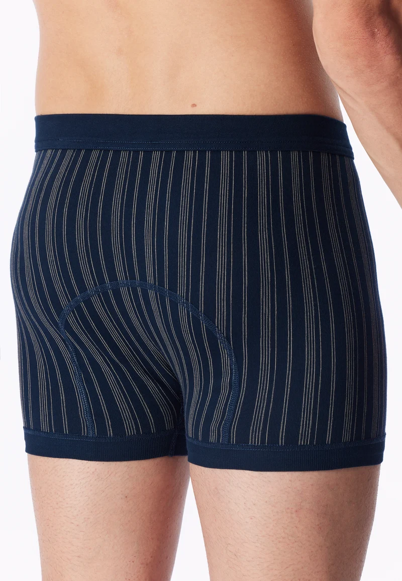 Enge Boxershorts Feinripp mit Eingriff 2er-Pack Dunkelblau gestreift - Original Classics