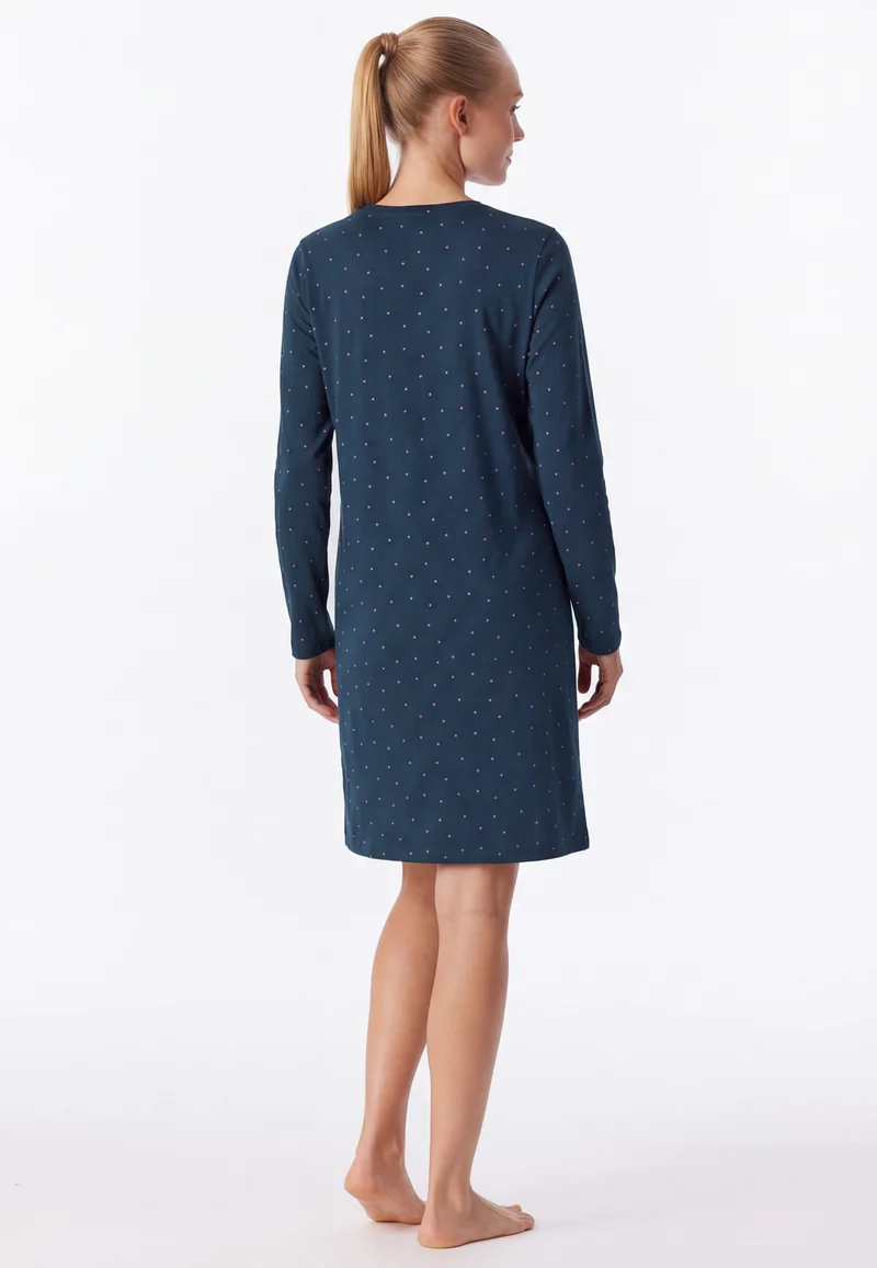 Nachthemd langarm Dunkelblau gemustert - Casual Essentials