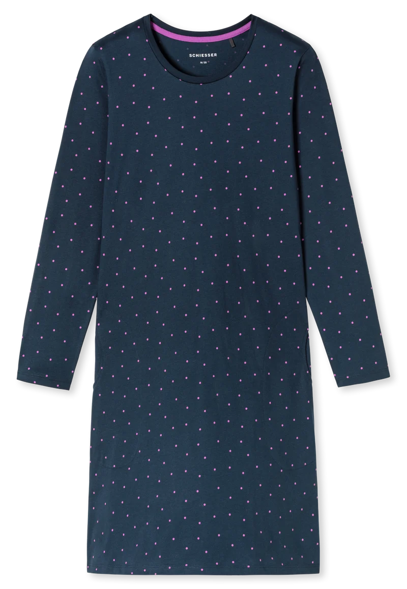 Nachthemd langarm Dunkelblau gemustert - Casual Essentials