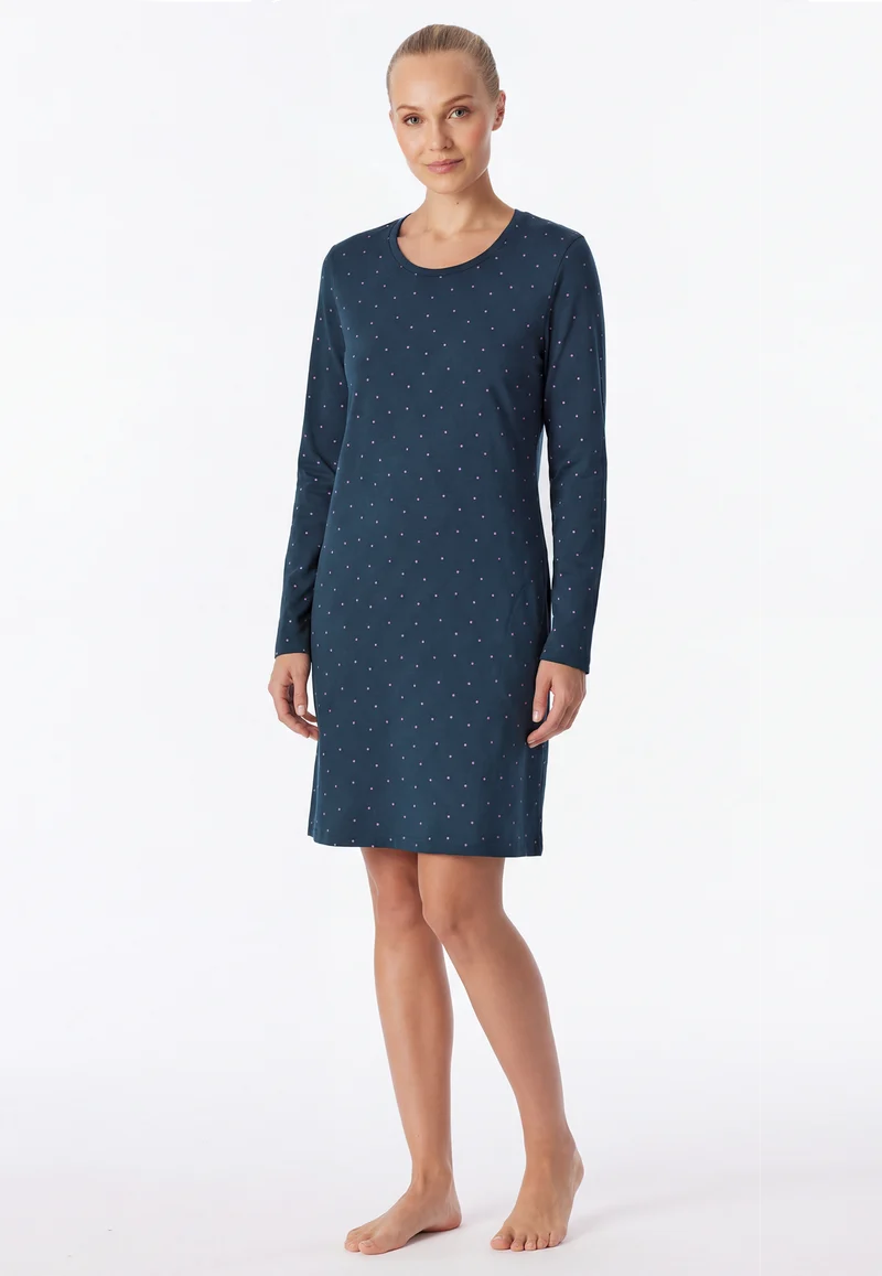 Nachthemd langarm Dunkelblau gemustert - Casual Essentials