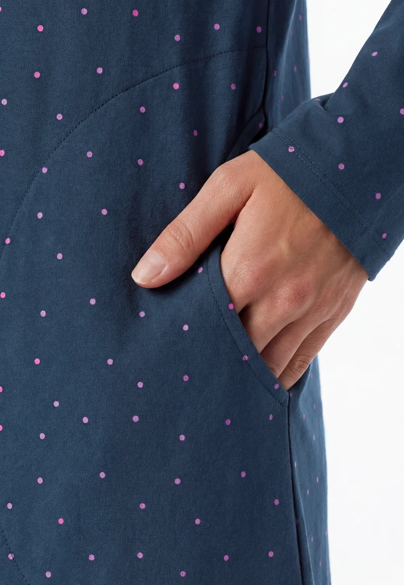 Nachthemd langarm Dunkelblau gemustert - Casual Essentials