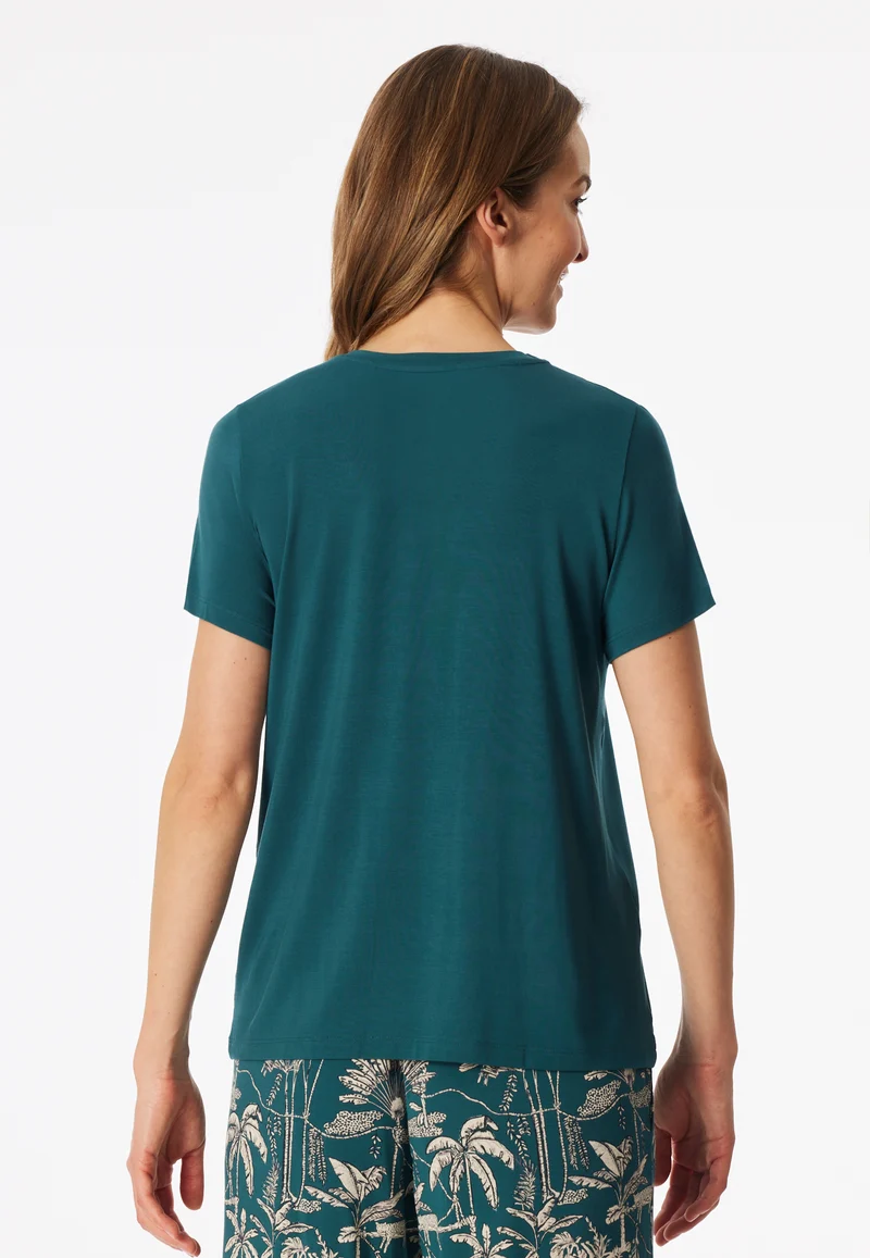 T-Shirt V-Ausschnitt Petrol - Mix+Relax