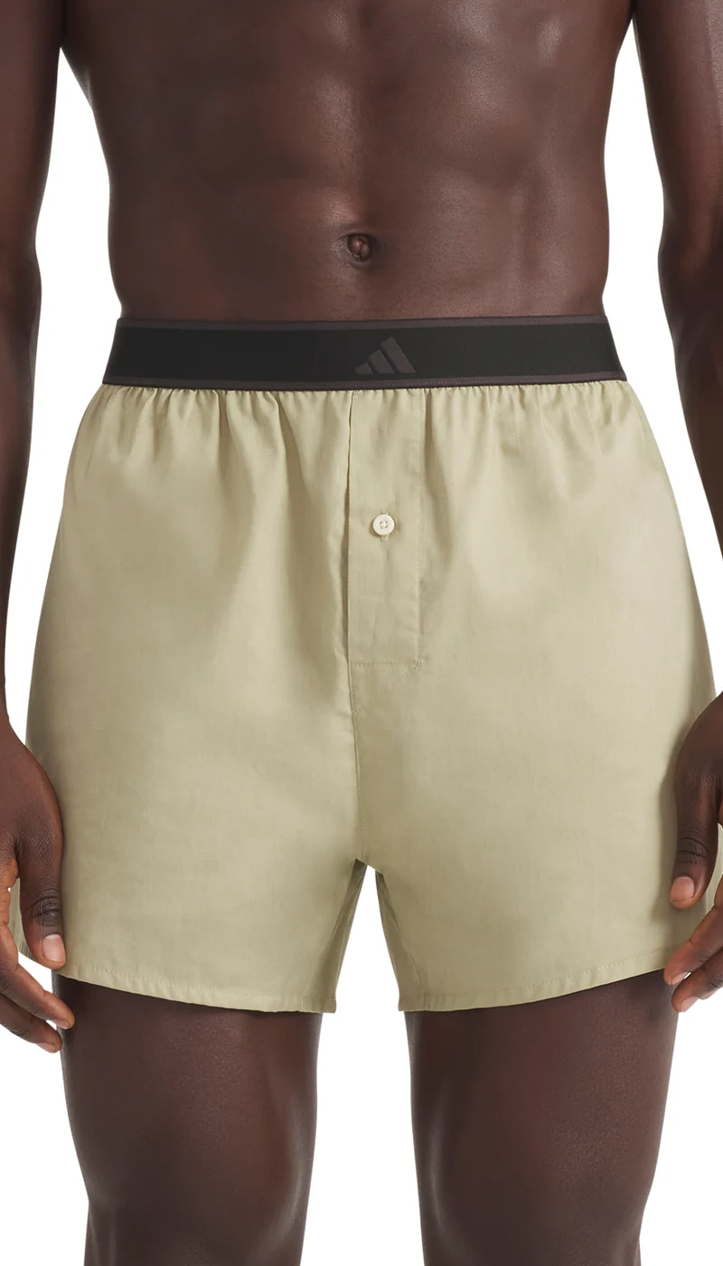 Boxershorts mit Knopfleiste 2er-Pack Oliv/Khaki - ADIDAS