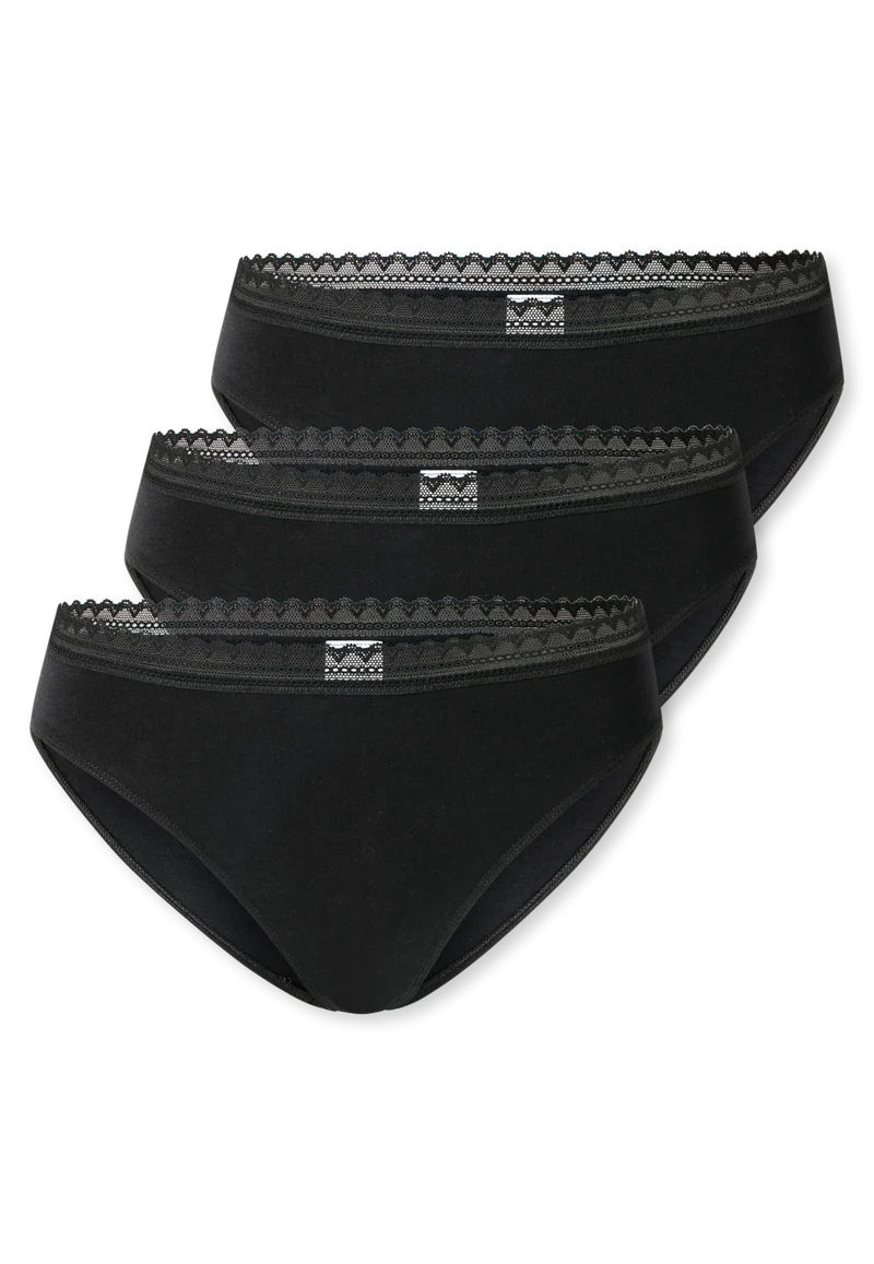 Slip mit Spitze 3er-Pack Schwarz - Modern Multipacks