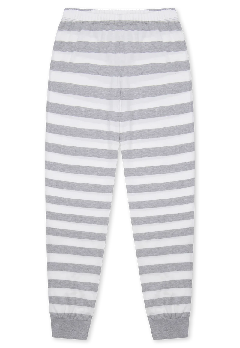 Schlafanzug lang Bündchen Ringel grau-meliert - Teens Nightwear