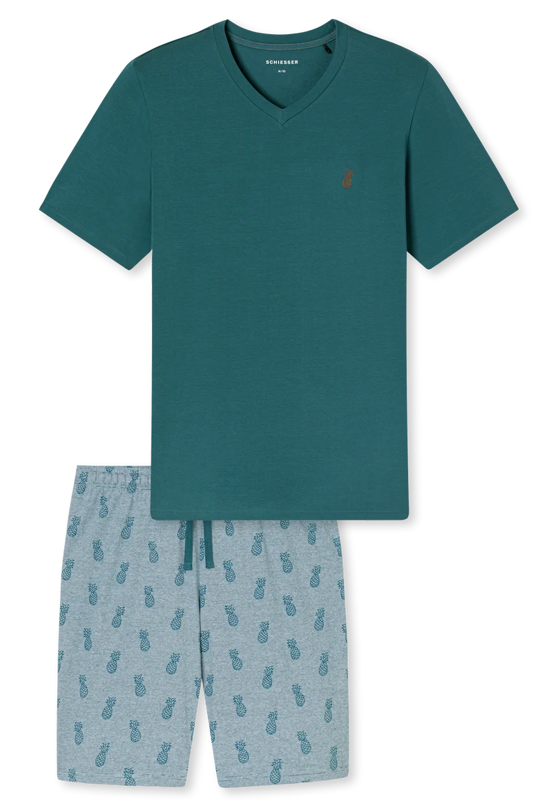 Schlafanzug kurz Blau gemustert - 95/5