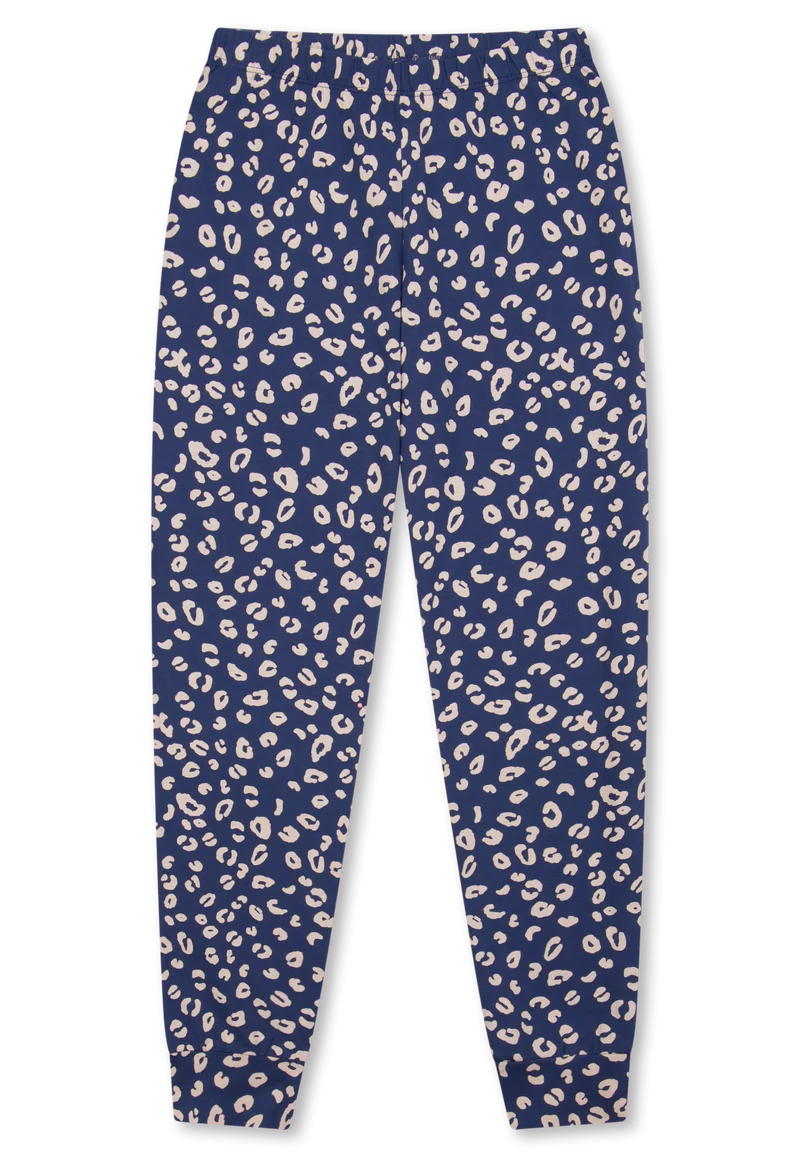 Schlafanzug lang Bündchen Katze Animal Print champagner - Teens Nightwear