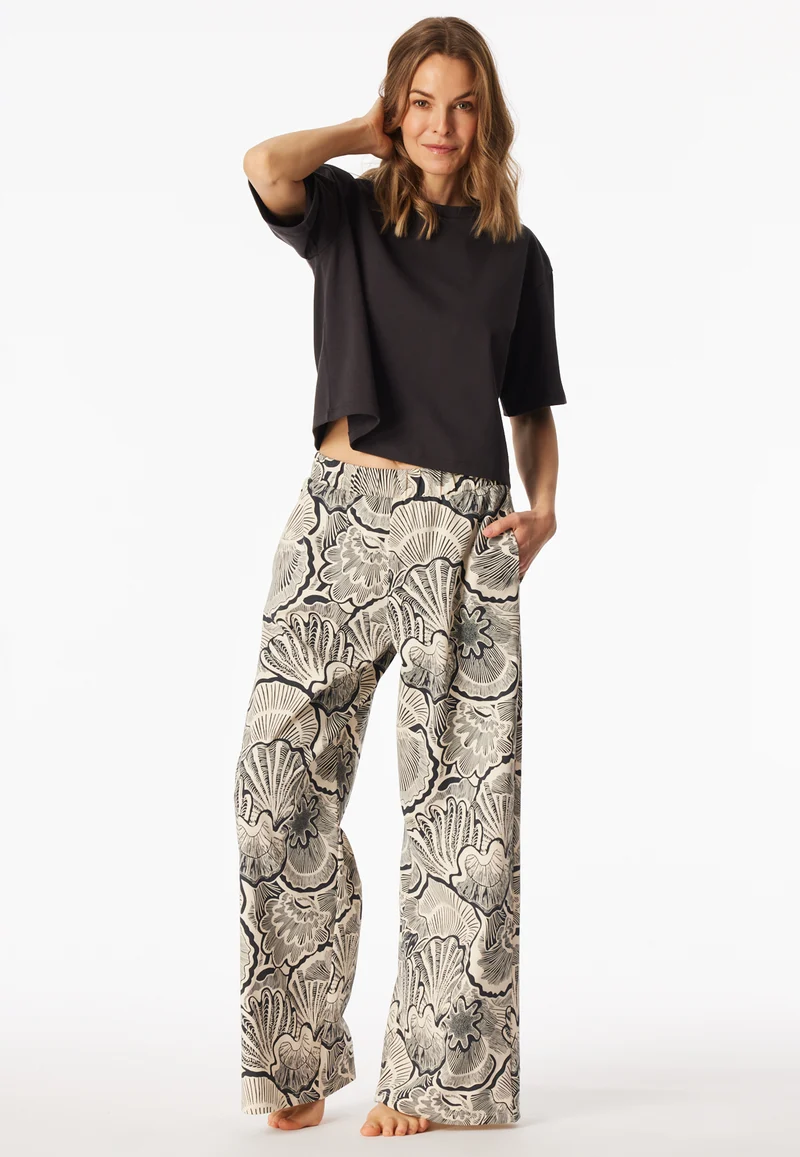 Hose Schwarz/Off-White gemustert - Mix+Relax