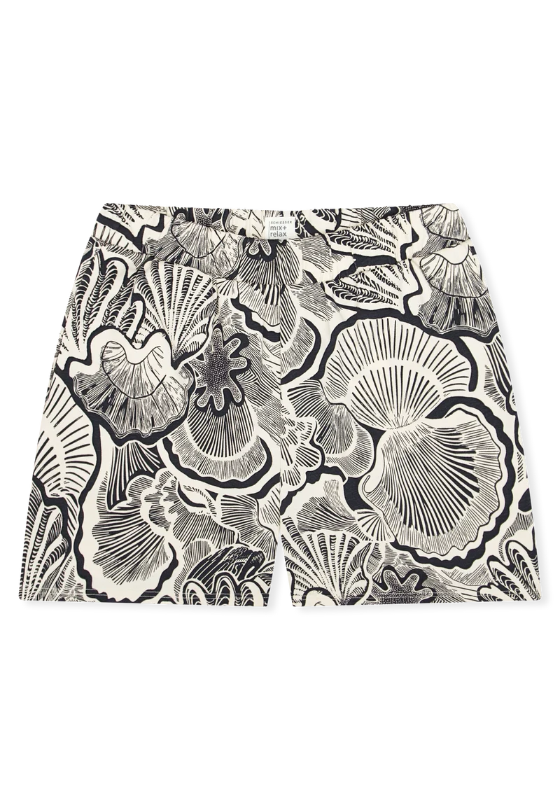 Hose kurz Schwarz/Off-White gemustert - Mix+Relax