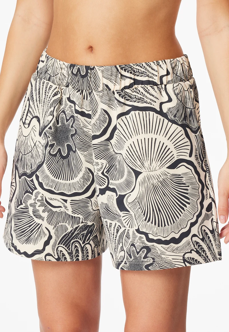 Hose kurz Schwarz/Off-White gemustert - Mix+Relax