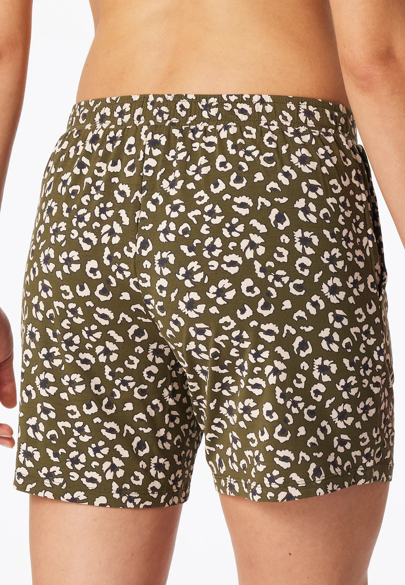 Hose kurz Oliv/Weiss gemustert - Mix+Relax