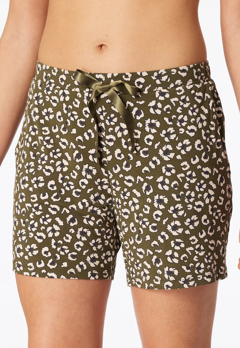 Hose kurz Oliv/Weiss gemustert - Mix+Relax