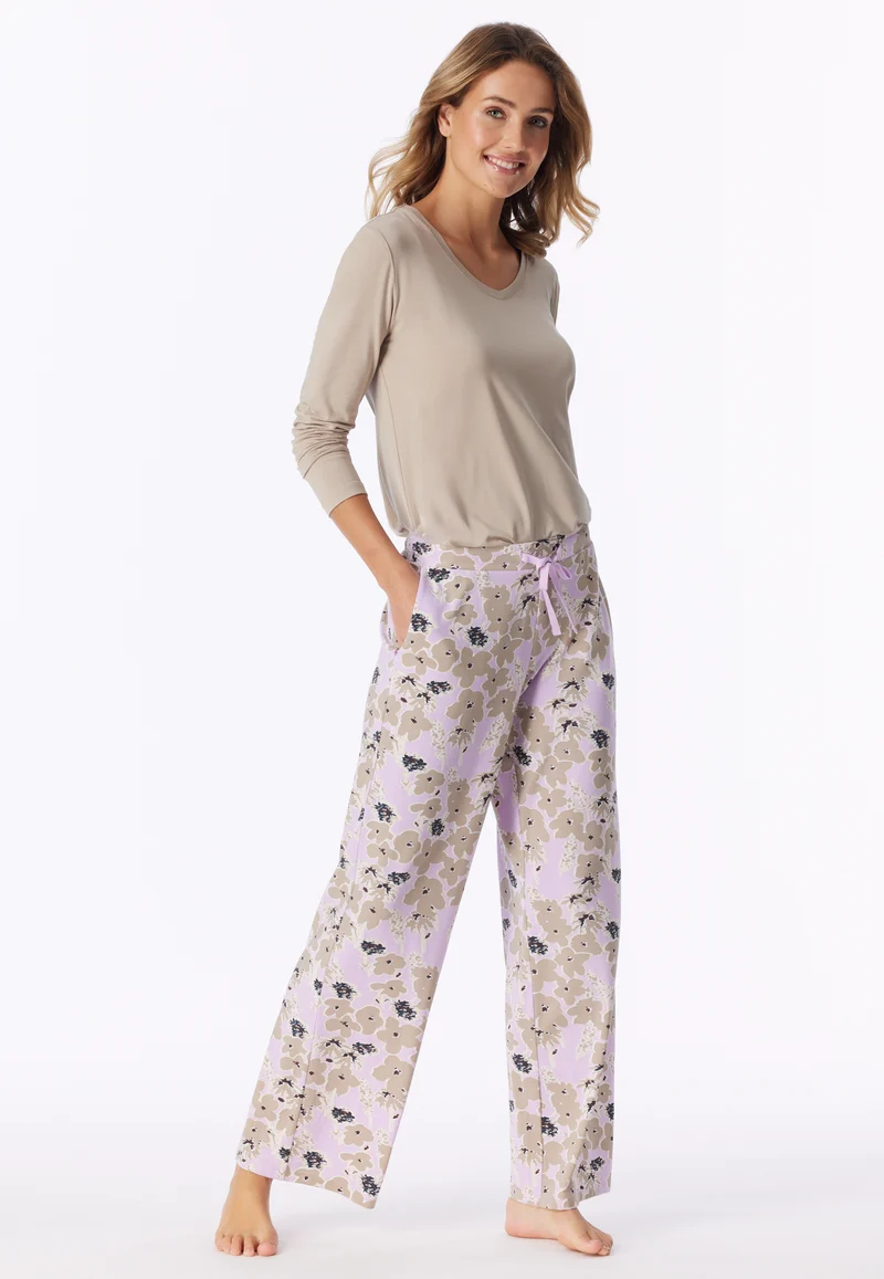 Hose Flieder/Beige gemustert - Mix+Relax