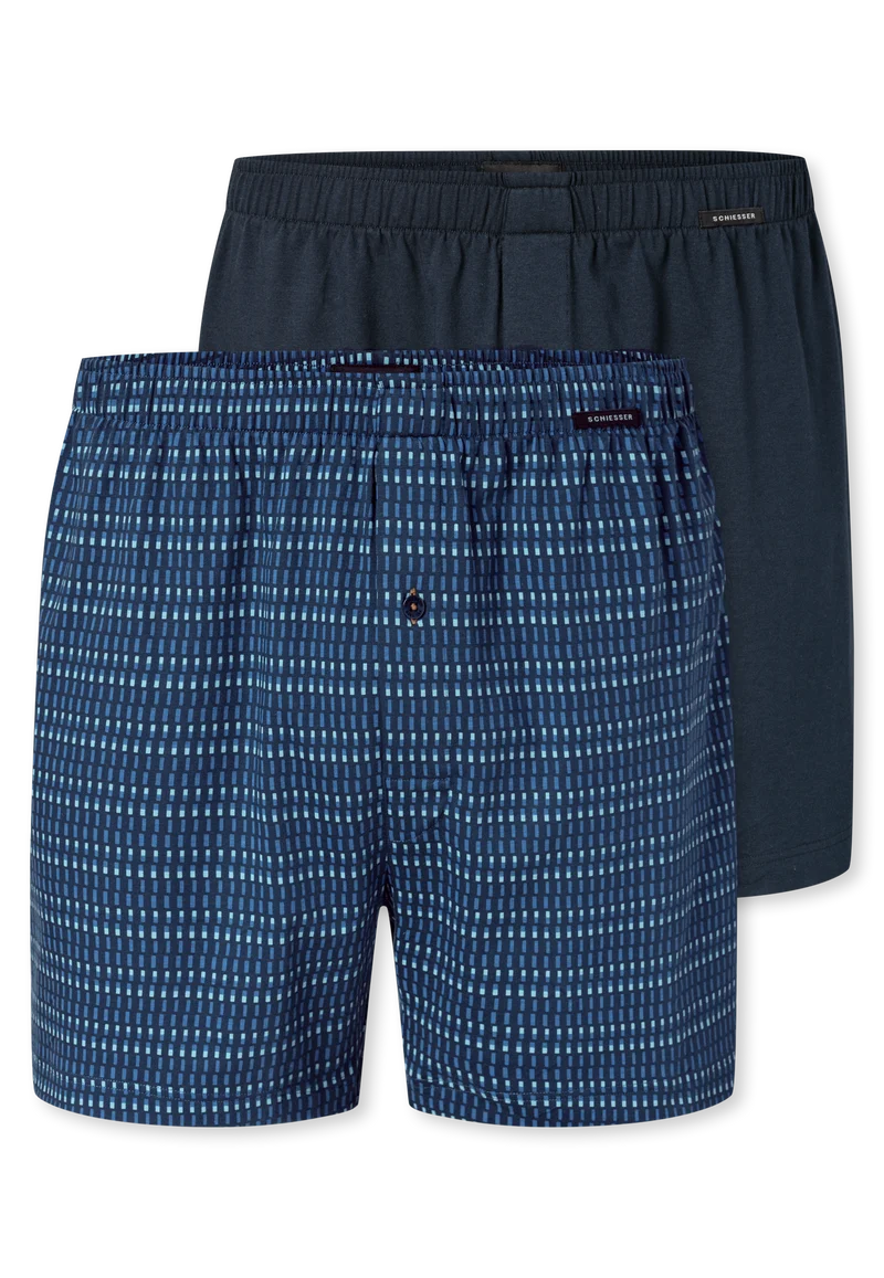 Boxershorts mit Knopfleiste 2er-Pack Blau gemustert - Boxershorts Multipacks