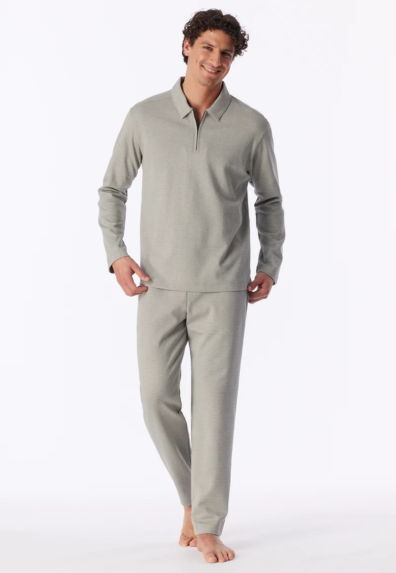 Shirt Feinripp mit Reißverschluss Grau - Mix+Relax