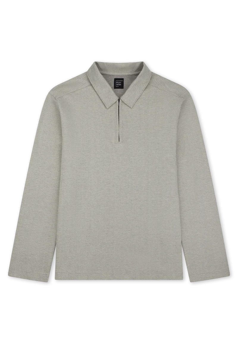 Shirt Feinripp mit Reißverschluss Grau - Mix+Relax