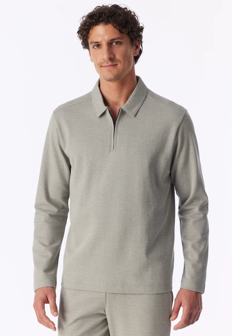 Shirt Feinripp mit Reißverschluss Grau - Mix+Relax