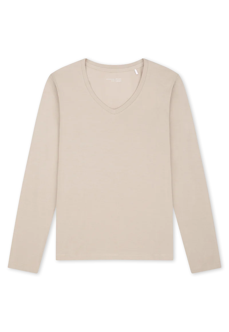 Shirt V-Ausschnitt Beige - Mix+Relax