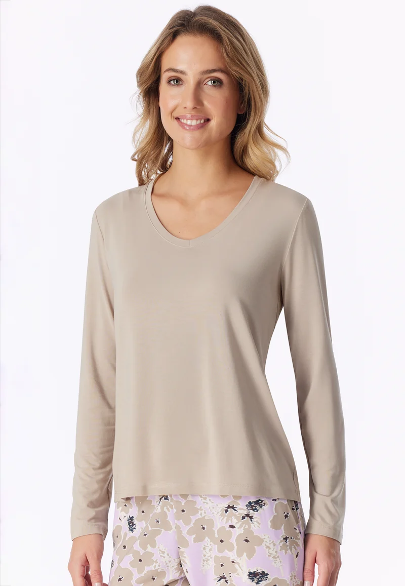 Shirt V-Ausschnitt Beige - Mix+Relax