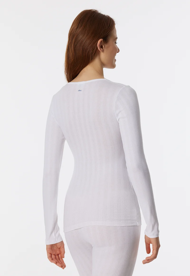 Shirt V-Ausschnitt mit Knopfleiste Weiss - Revival Agathe