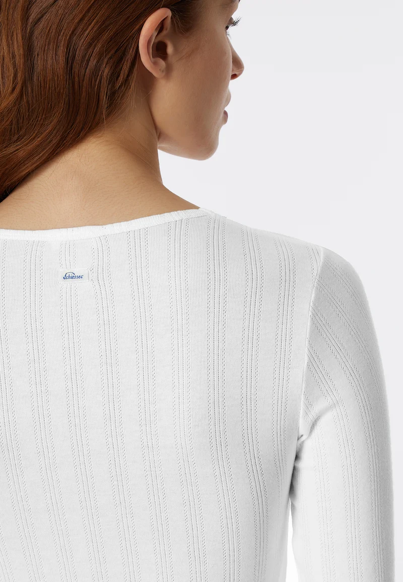 Shirt V-Ausschnitt mit Knopfleiste Weiss - Revival Agathe