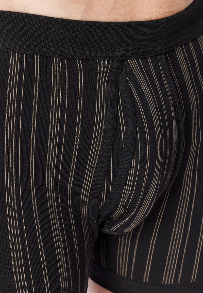Enge Boxershorts Feinripp mit Eingriff 2er-Pack Schwarz gestreift - Original Classics