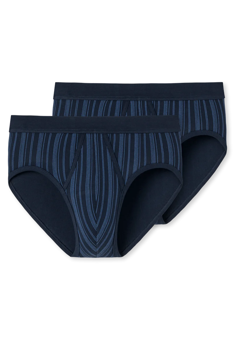 Slip Feinripp mit Eingriff 2er-Pack Dunkelblau gestreift - Original Classic