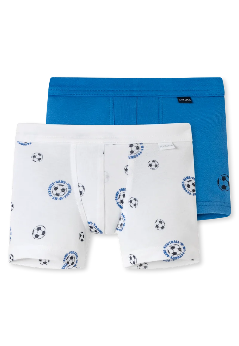 Shorts Feinripp 2er-Pack Blau/Weiss - Feinripp Multipacks