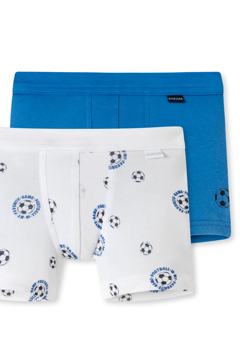 Shorts Feinripp 2er-Pack Blau/Weiss - Feinripp Multipacks