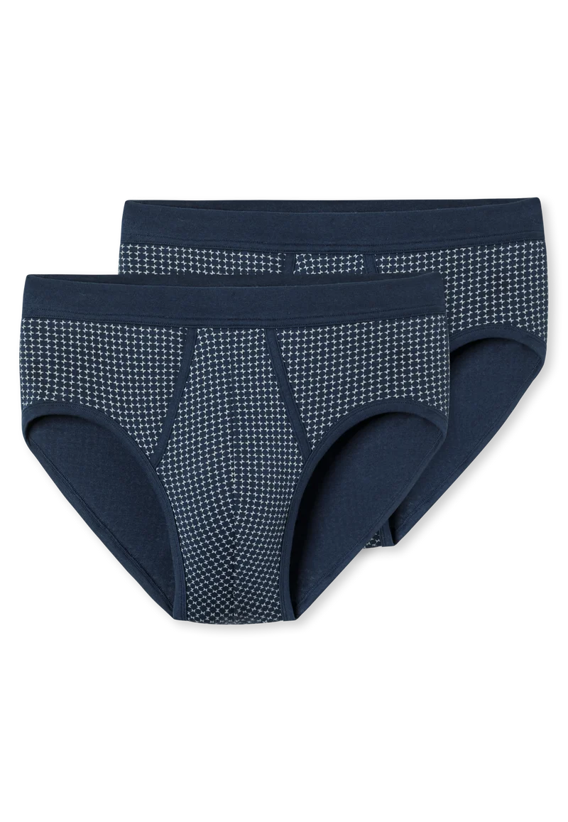 Slip Feinripp mit Eingriff 2er-Pack Dunkelblau gemustert - Original Classics