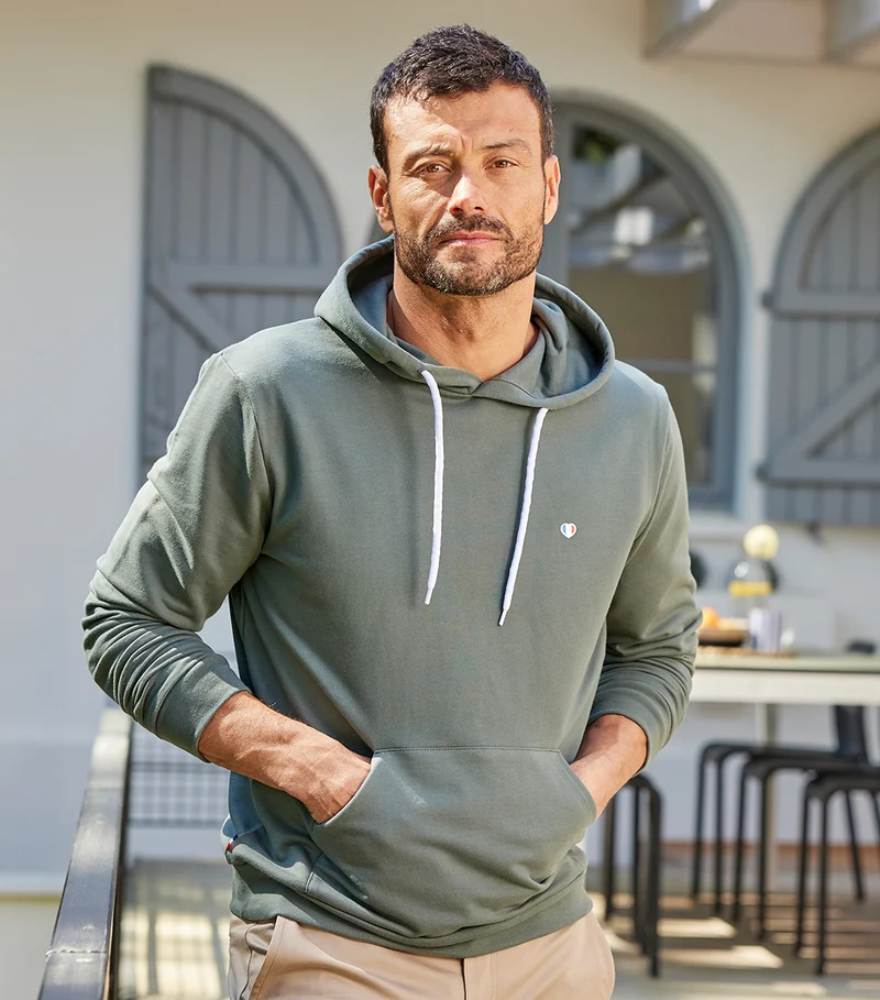 Sweat à capuche Homme Sauge - Iconique