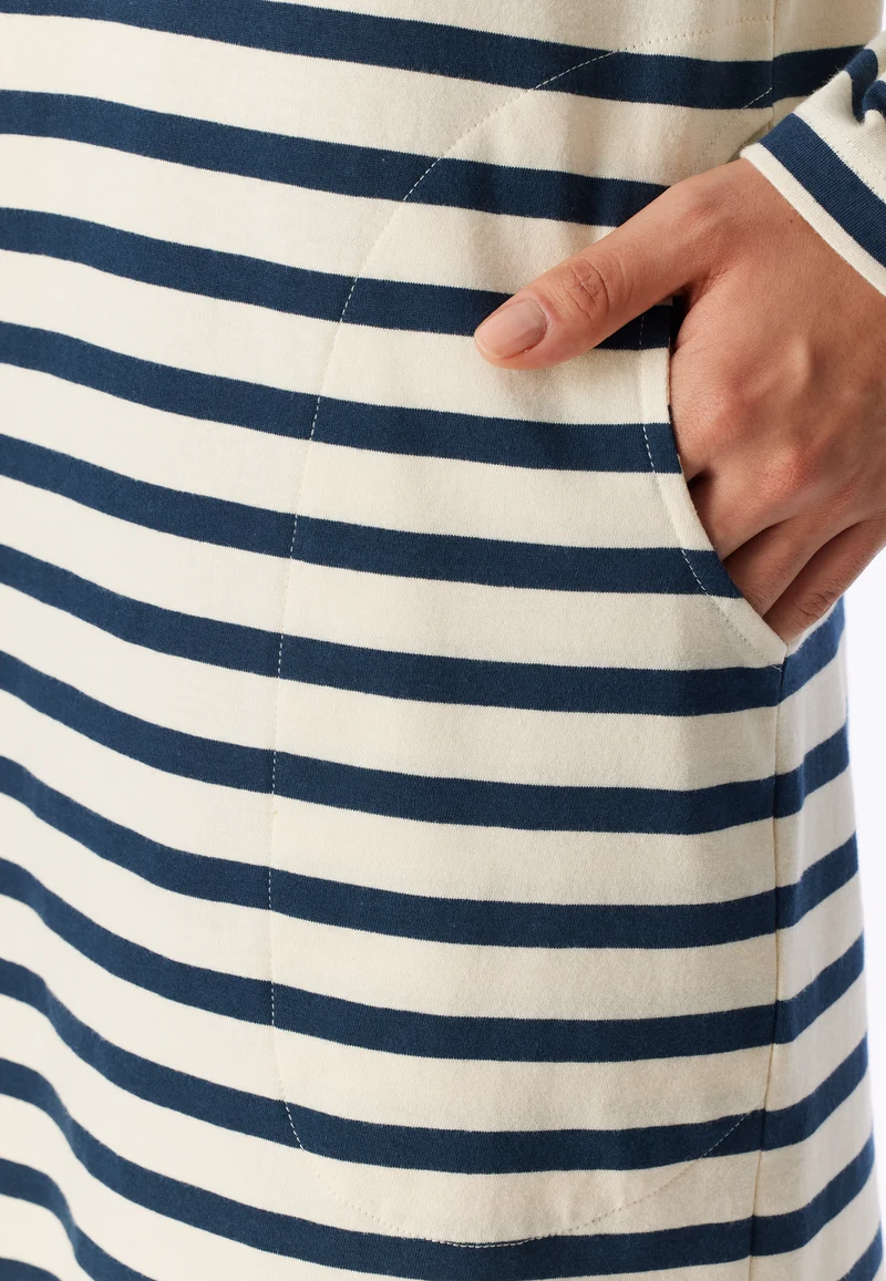 Nachthemd langarm Dunkelblau/Weiss gestreift - Casual Essentials
