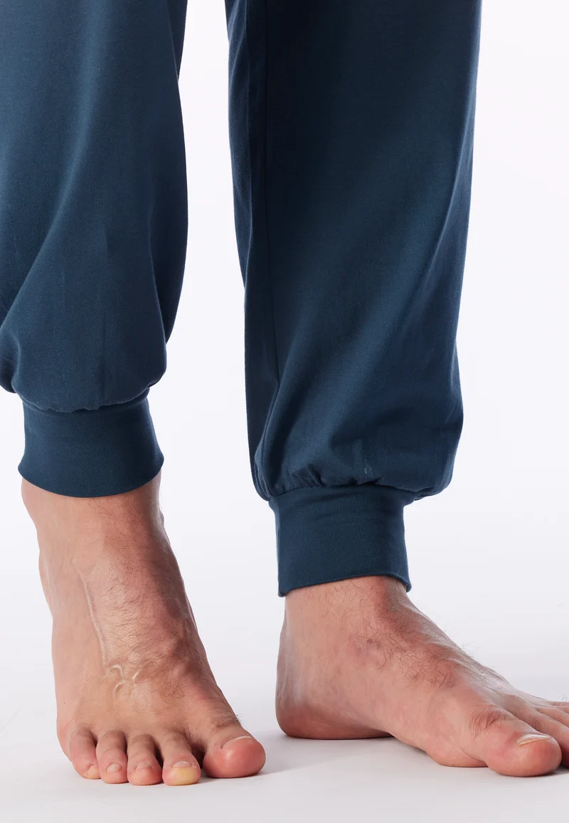 Schlafanzug mit Bündchen Blau/Braun gemustert - Comfort Nightwear