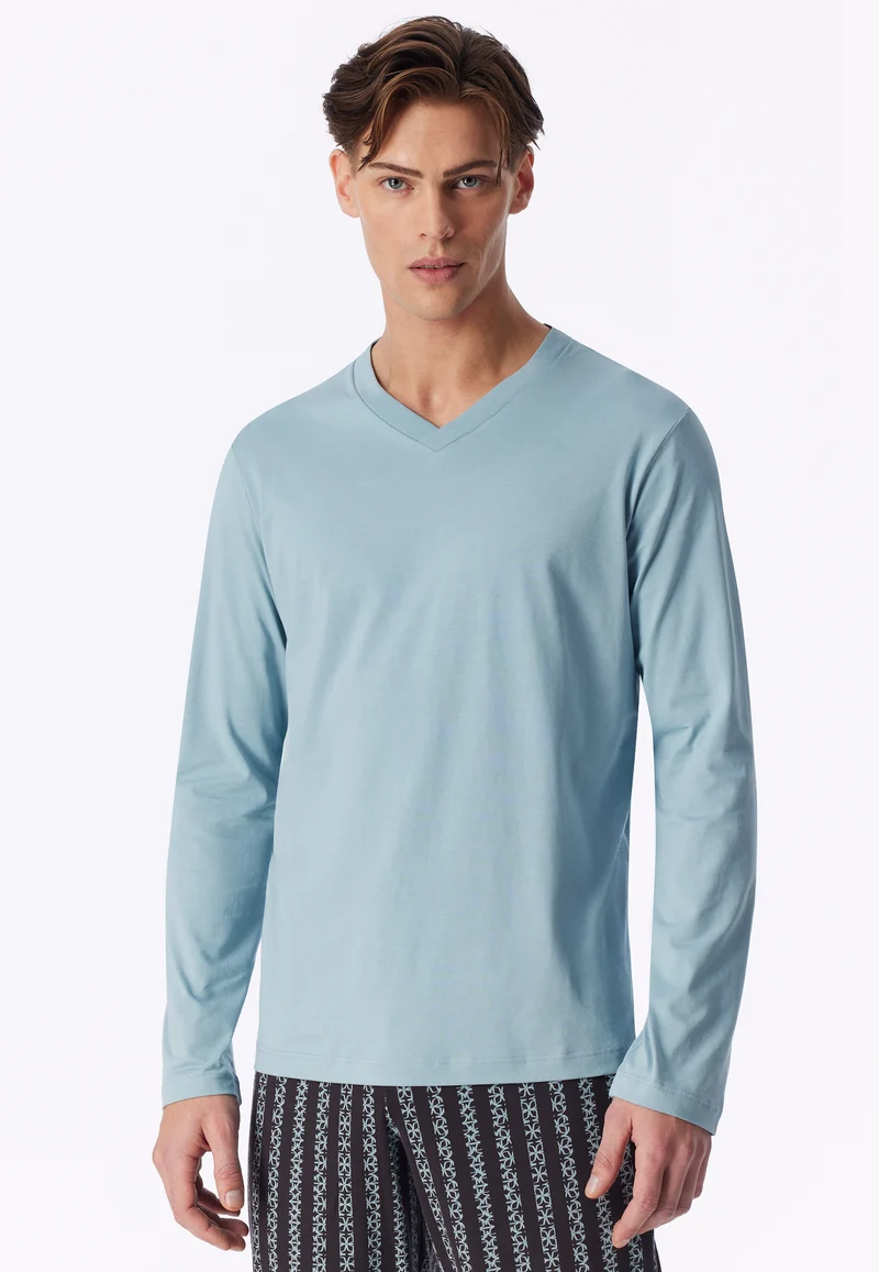 Shirt V-Ausschnitt Blau - Mix+Relax