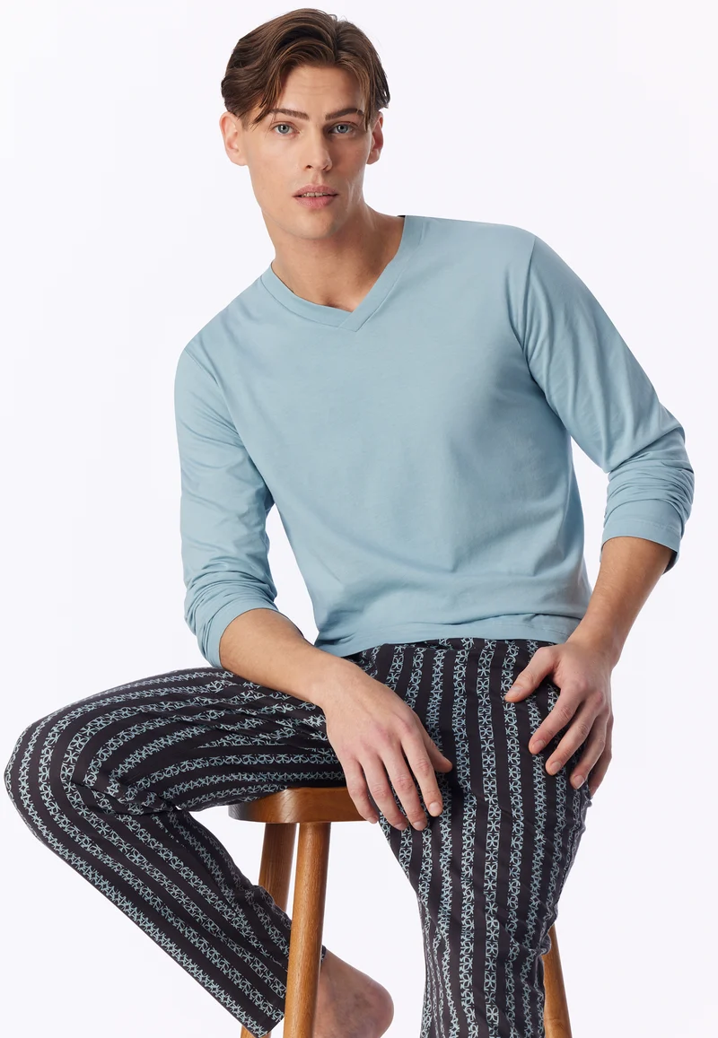 Shirt V-Ausschnitt Blau - Mix+Relax
