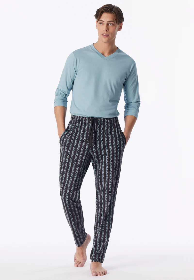 Hose Anthrazit/Blau gemustert - Mix+Relax
