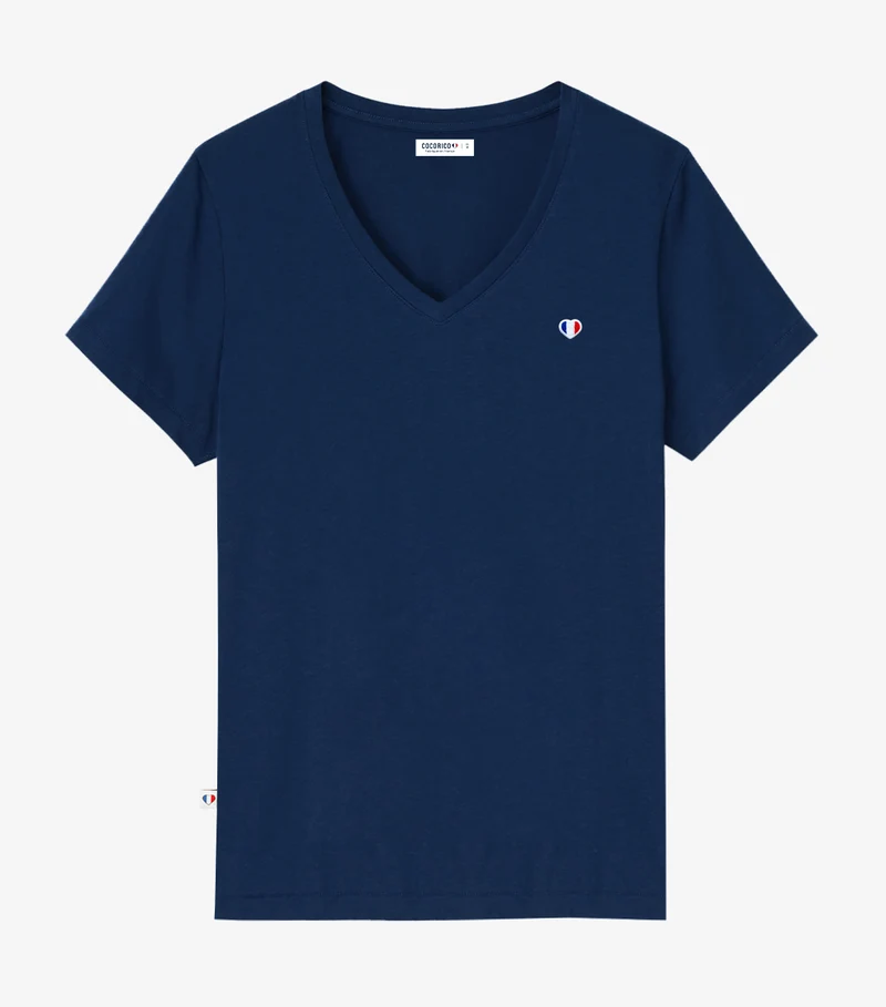 T-shirt col V Femme Marine - Iconique