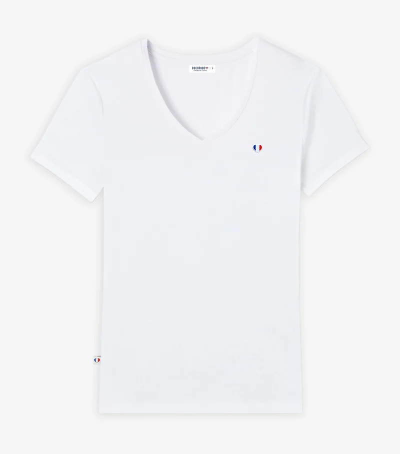T-shirt col V Femme Blanc - Iconique