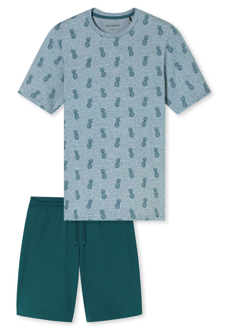 Schlafanzug kurz Blau gemustert - 95/5