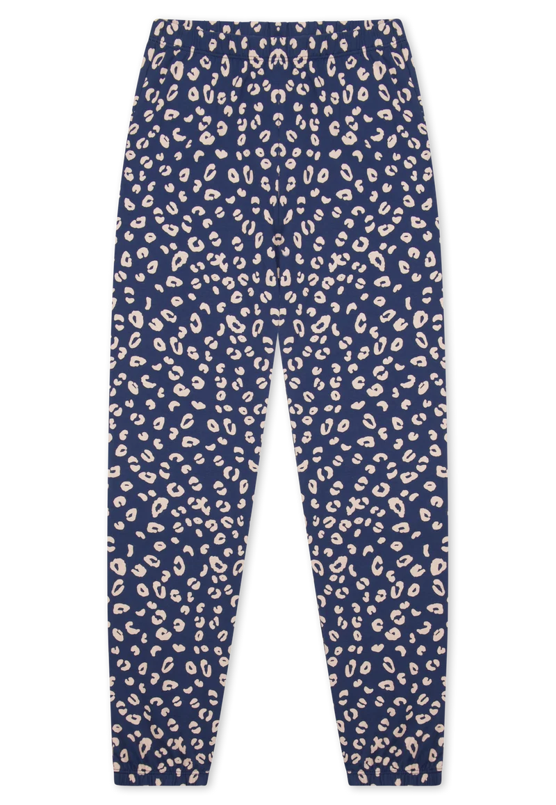 Schlafanzug lang Bündchen Animal Print jeansblau - Teens Nightwear